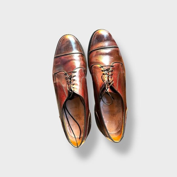 Allen Edmonds Mens MERLOT  Leather Cap-Toe Oxford Dress Shoes W/ Shoe Bag Size 1 main image 6